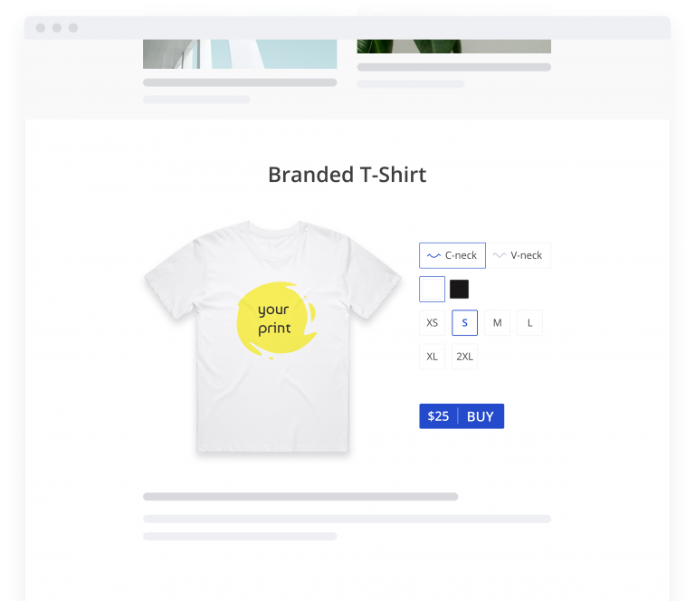 Merch38's widget embedded on a website